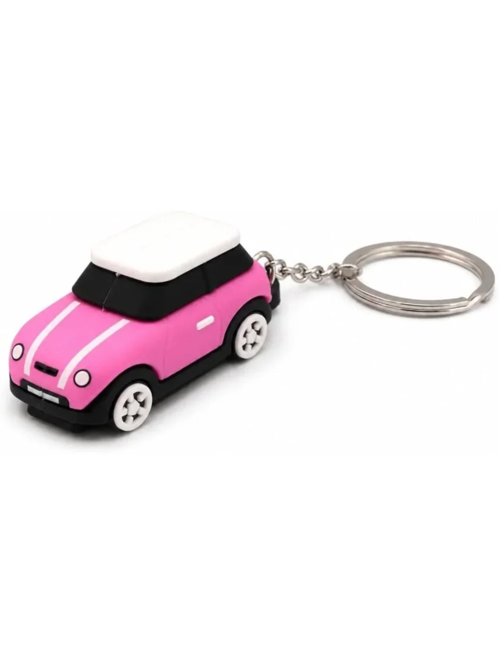 Cute 3D OM Keychain with Mini Silicone Model - Pink, Stylish Silver Chain